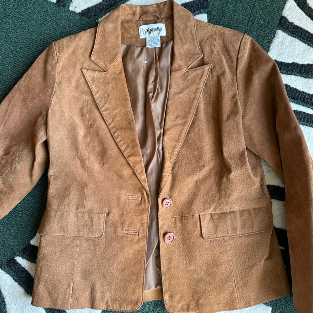 Light Brown leather Suede Blazer Jacket